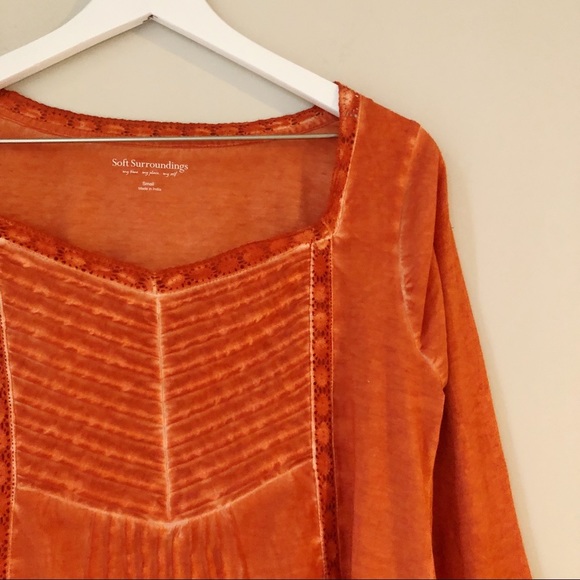 Soft Surroundings Philomena Orange Chevron Top - Picture 3 of 8